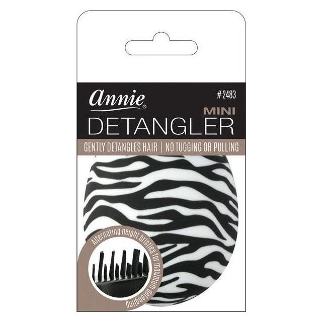Mini Detangler Brush Rubberized Zebra Pattern