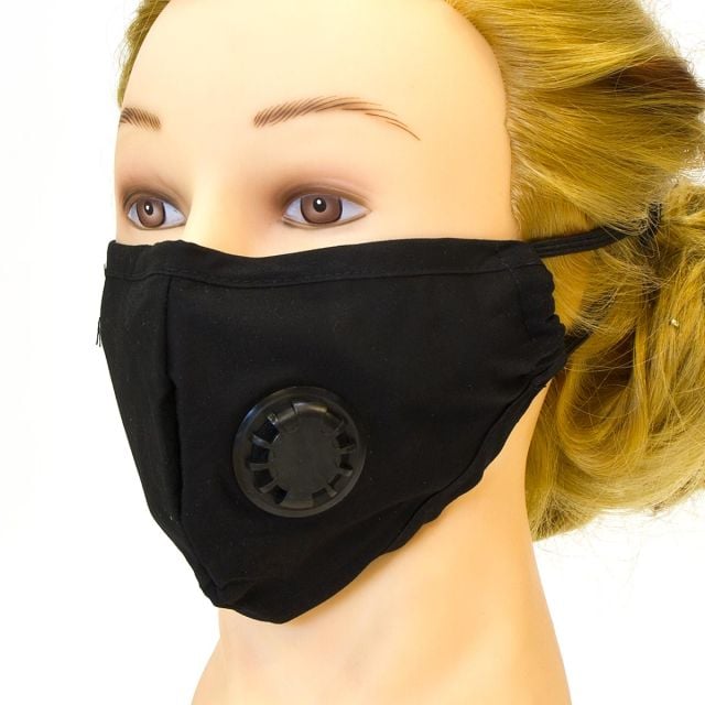 Fabric Face Mask With Ventilator Black