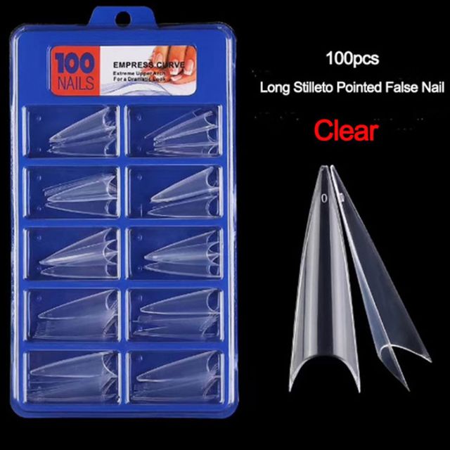 Nail Tips Stiletto 100 pcs Clear