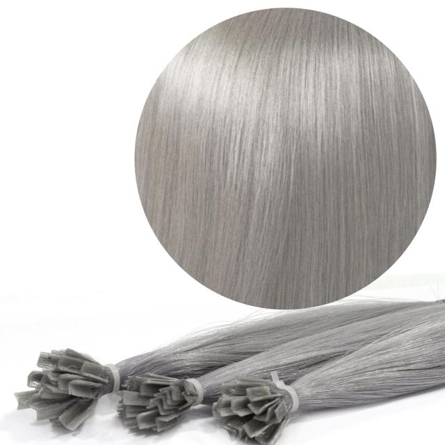 Nail Tip Hair Extension 40cm 25kpl Grey#