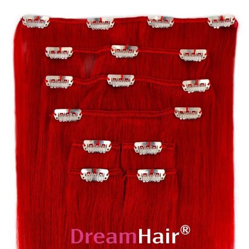 Clip-In Hair Extension 8pcs 50cm RED#