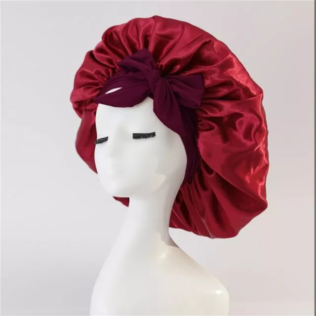 Satin Hair Bonnet Sleeping Burgundy