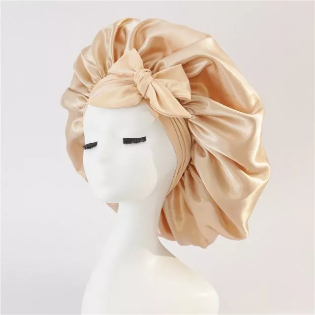 Satin Hair Bonnet Sleeping Champagne