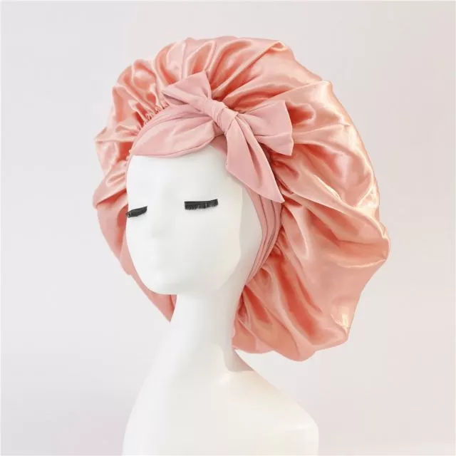 Satin Hair Bonnet Sleeping Peach