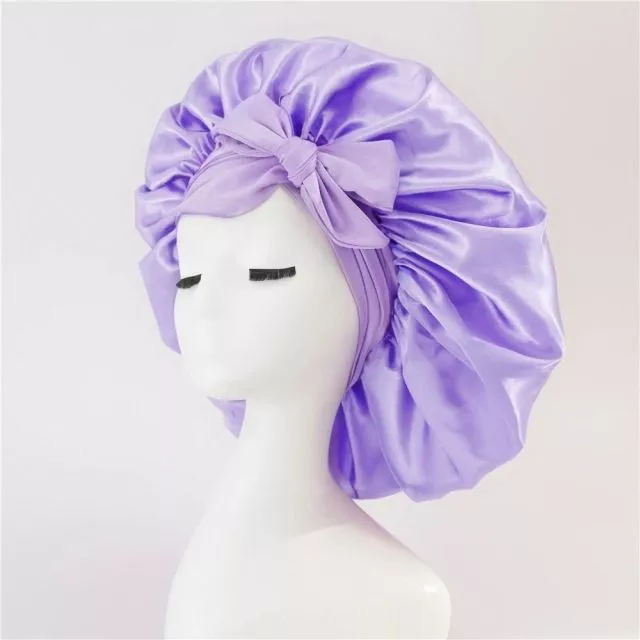 Satin Hair Bonnet Sleeping Purple
