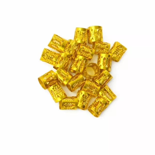 Dreadlock Bead Rings Gold 100 pcs
