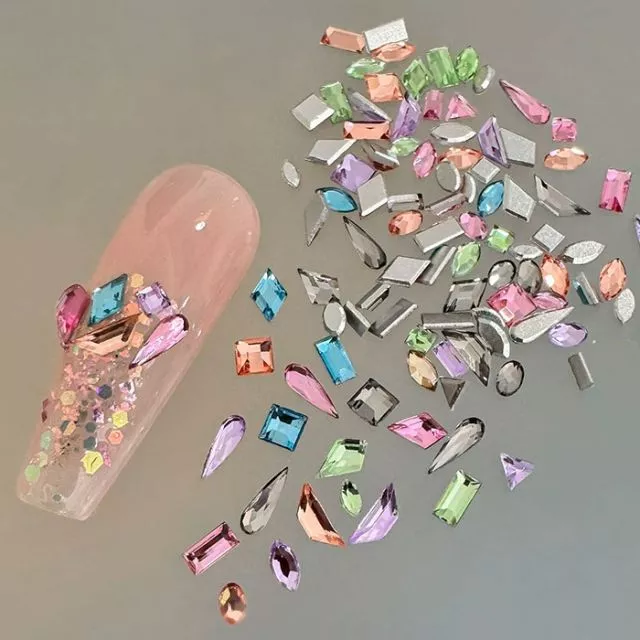 Huazi Cut Nailart Diamonds Mixed Colors 50 pcs