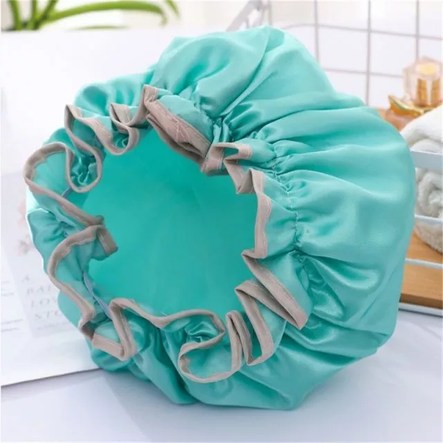 Satin Double Layer Shower Cap Bright Green