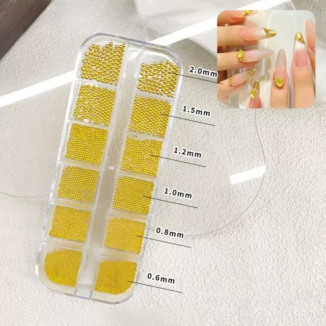 Nail Art Pearls Gold 0.8mm - 3mm