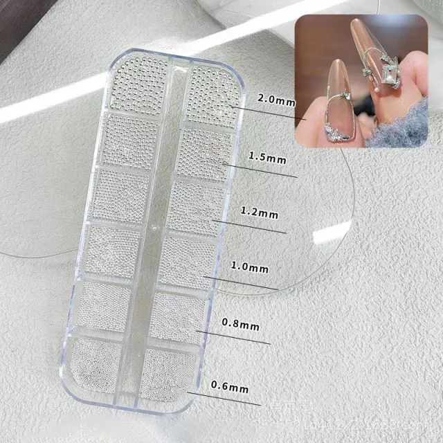 Nail Art Pearls Silver 0.8mm -  3mm 