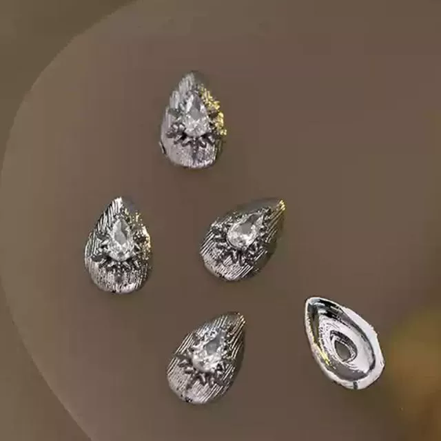 Nail Jewerly Silver Water Drop 8mm x 12mm 1pcs