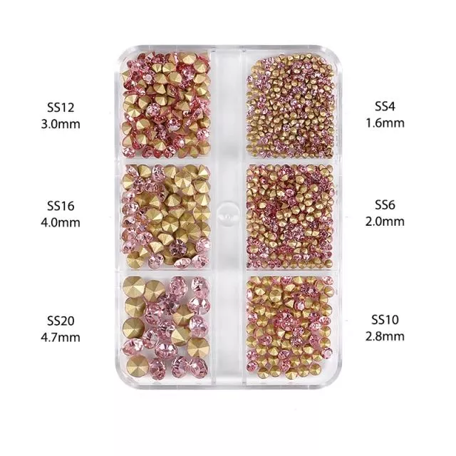 Nailart Diamonds SS4-SS20 Pink 1000pcs
