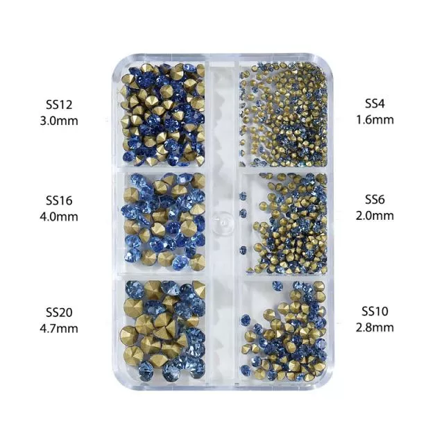 Nailart Diamonds SS4-SS20 Sea Blue 1000pcs