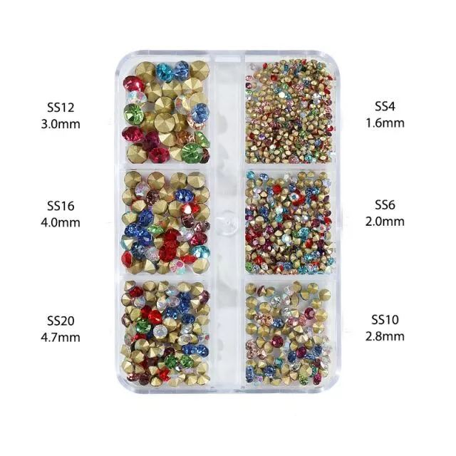 Nailart Diamonds SS4-SS20 Color Mix 1000pcs
