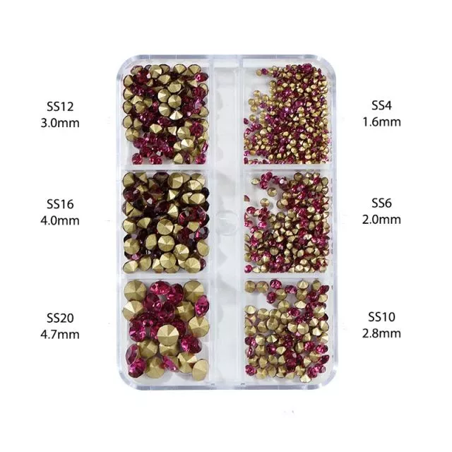 Nailart Diamonds SS4-SS20 Rose 1000pcs