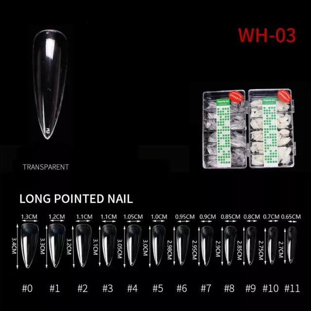 Nail Tip Long WH03 Clear 500 pcs