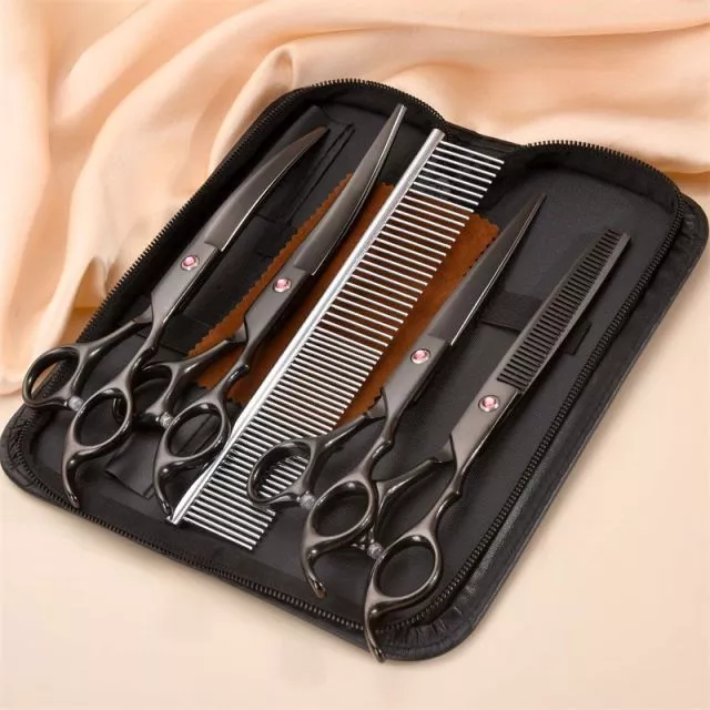 Professional Pet Grooming Scissors Kit Black