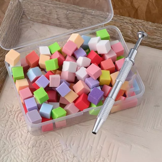 Ombre Sponges 100 pcs 10mm x 10mm and Tool