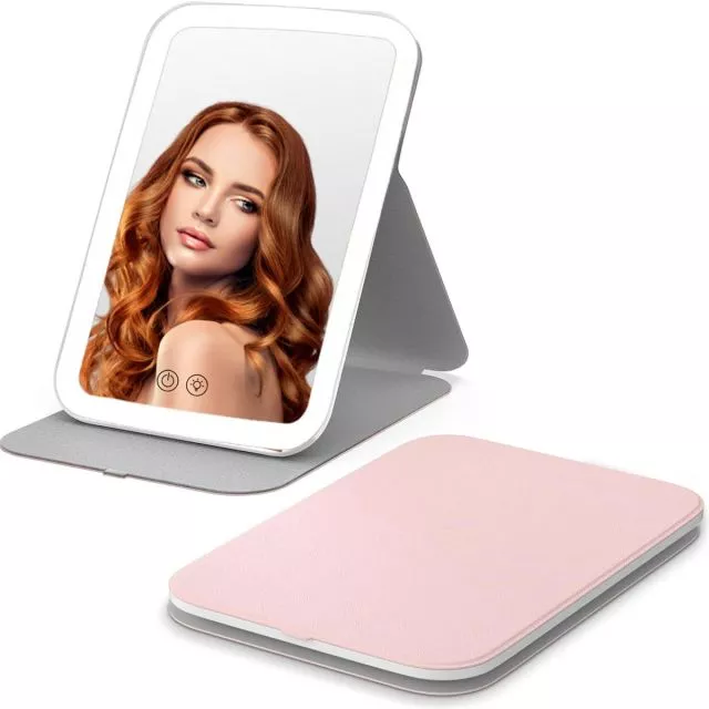 Rechargeable Lighted Makeup Mirror Pink