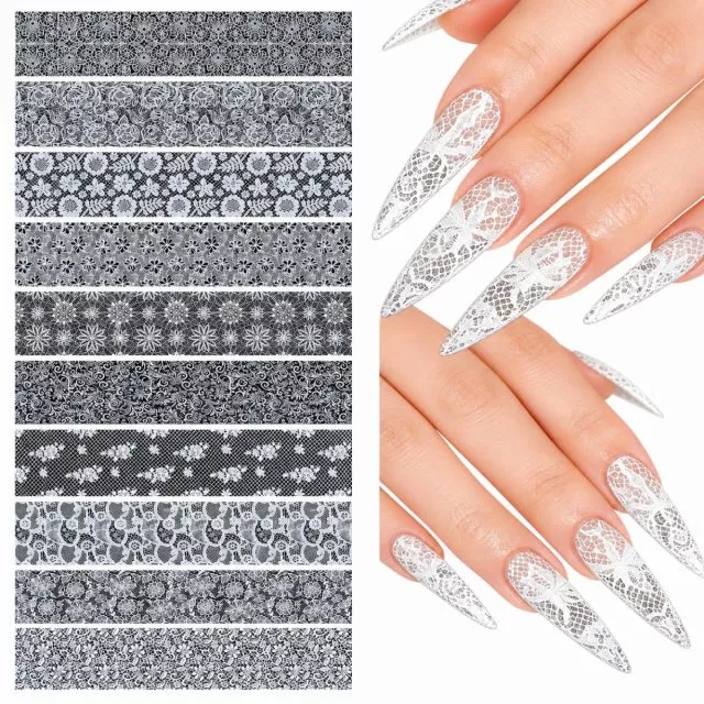 Lace Transfer Foil Set 8 pcs / White