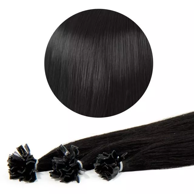 Nail Tip Hair Extension 70cm / 25pcs / 25g / 1#