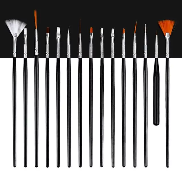 UV-Gel Brush Kit 15 pcs Black