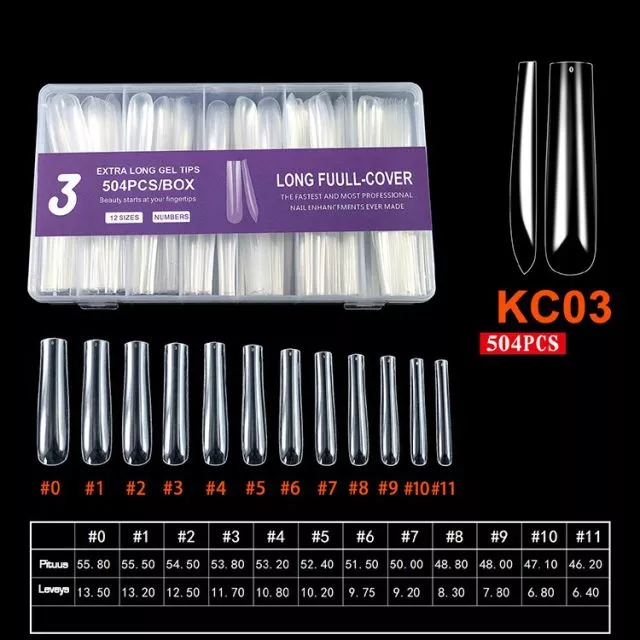 Extra Long Soft Gel Tips 3# 504 pcs