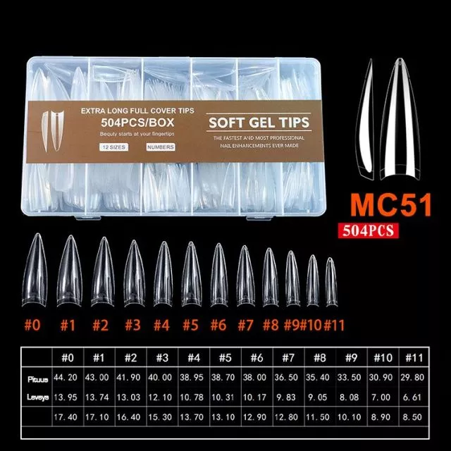 Extra Long Soft Gel Tips 51# 504 pcs