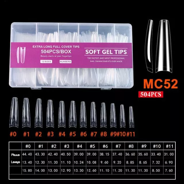 Extra Long Soft Gel Tips 52# 504 pcs