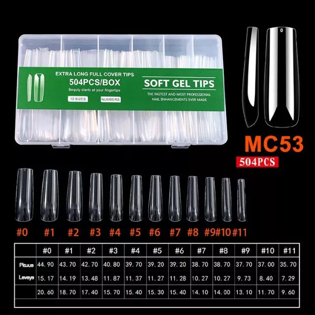 Extra Long Soft Gel Tips 53# 504 pcs