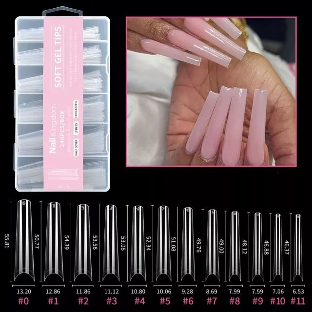 Soft Gel Tips 115# Clear 240 pcs XXXL
