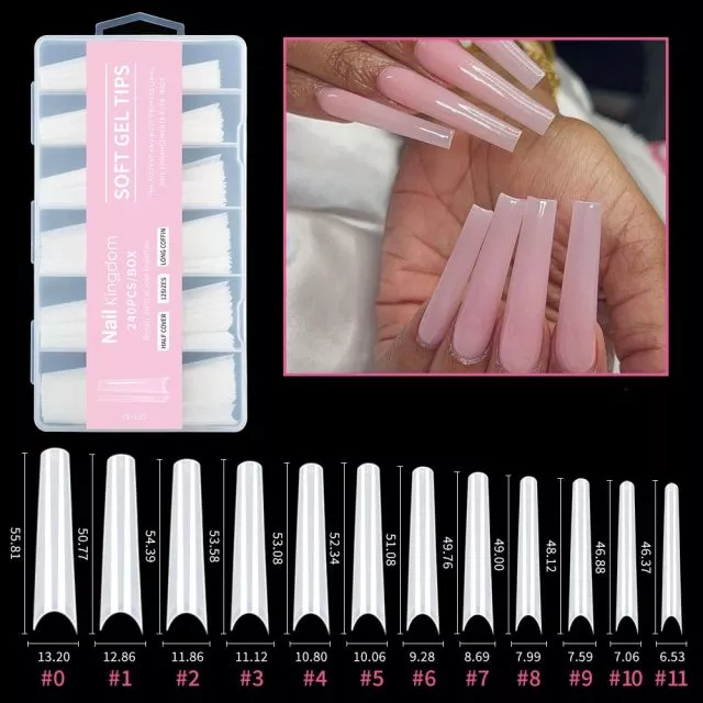 Soft Gel Tips 115# Natural 240 pcs XXXL