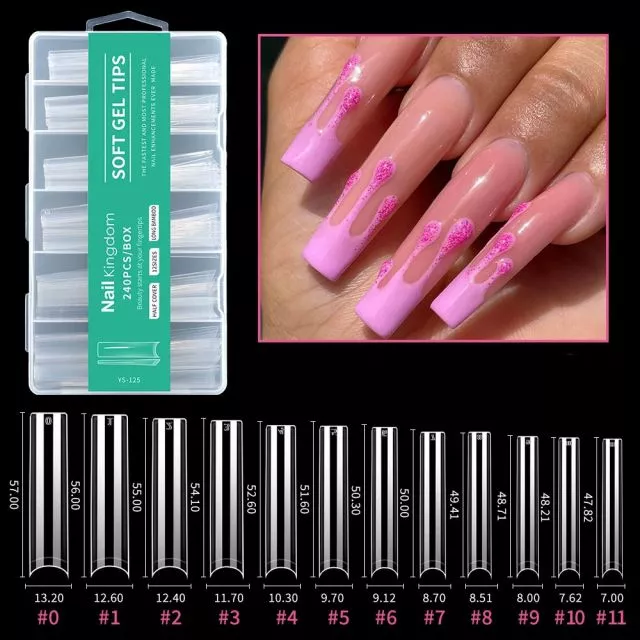 Soft Gel Tips 125# Clear 240 pcs XXXL