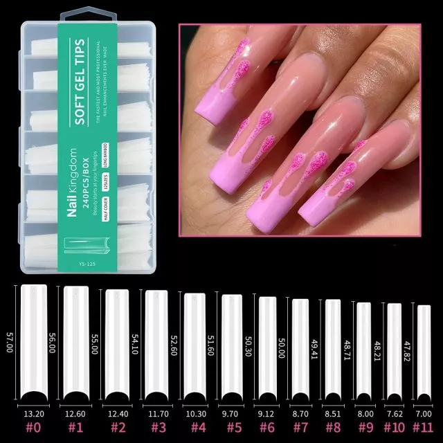 Soft Gel Tips 125# Natural 240 pcs XXXL