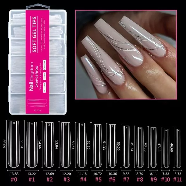 Soft Gel Tips 126# Clear 240 pcs XXXL