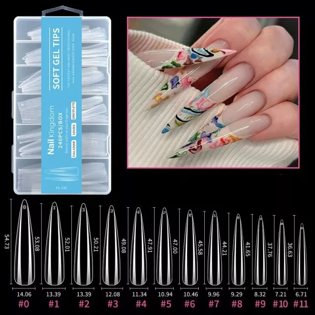 Soft Gel Tips 130# Clear 240 pcs XXXL