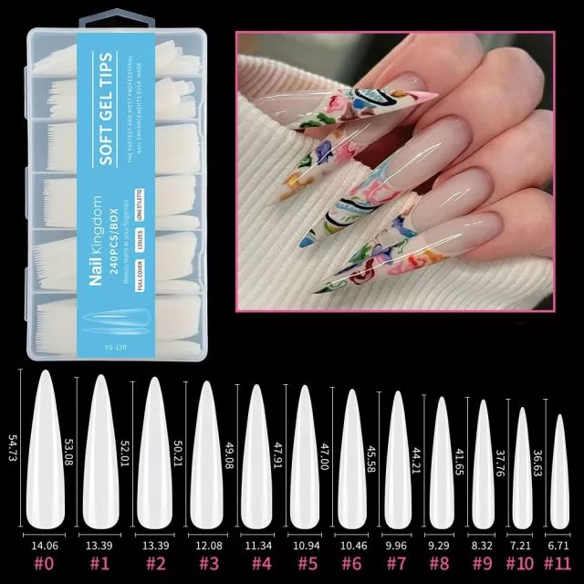 Soft Gel Tips 130# Natural 240 pcs XXXL