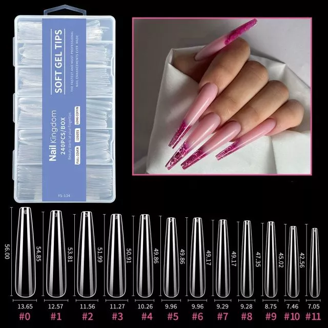 Soft Gel Tips 134# Clear 240 pcs XXXL