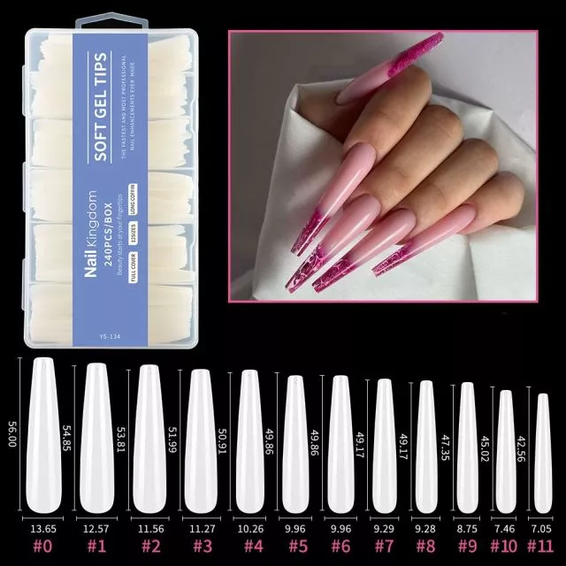 Soft Gel Tips 134# Natural 240 pcs XXXL