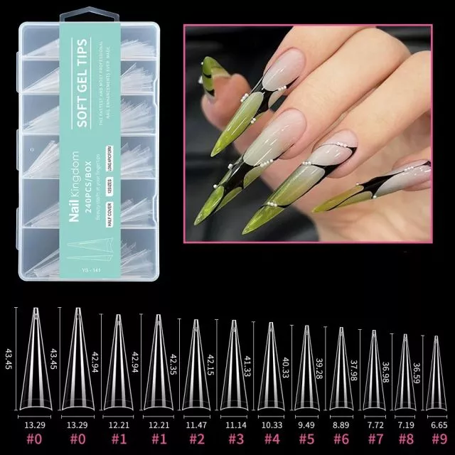 Soft Gel Tips 141# Clear 240 pcs XXXL