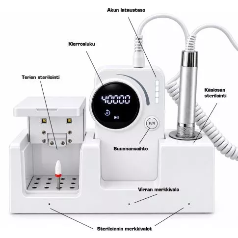 Kynsitukku Pro 870 Nail Drill 40,000 RPM with Disinfection Function