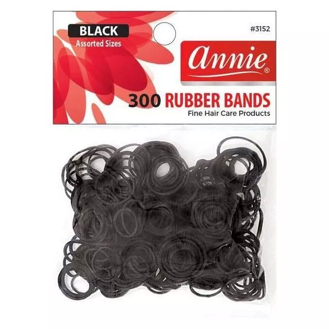 Rubber Bands Black Assorted Sizes 300pcs