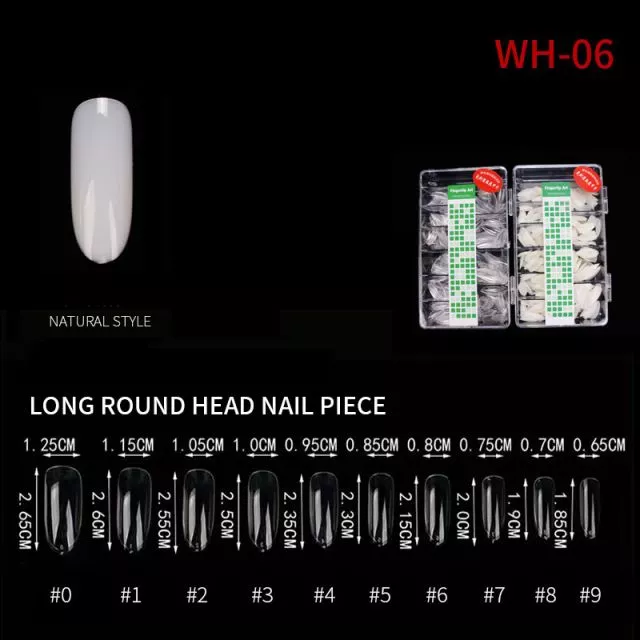 Nail Tip Long Round WH06 Natural 500 pcs