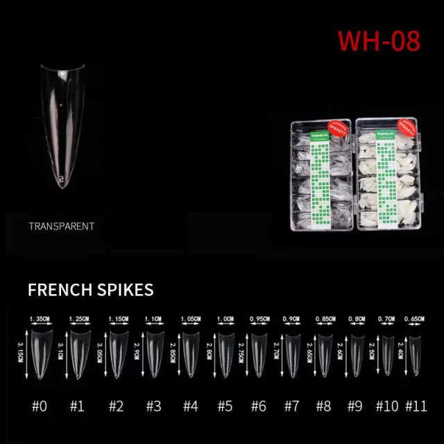 Nail Tip French Spikes WH08 Clear 500 pcs