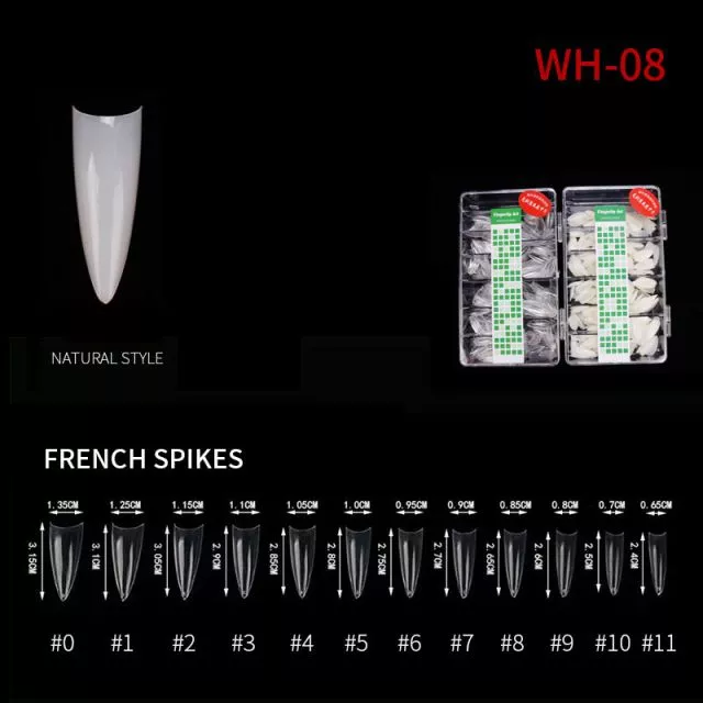 Nail Tip French Spikes WH08 Natural 500 pcs