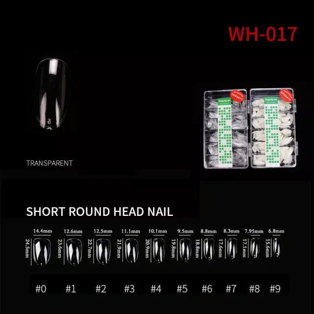 Nail Tip Short Round WH17 Clear 500 pcs