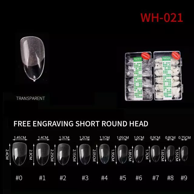Nail Tip Short Round WH21 Clear 500 pcs