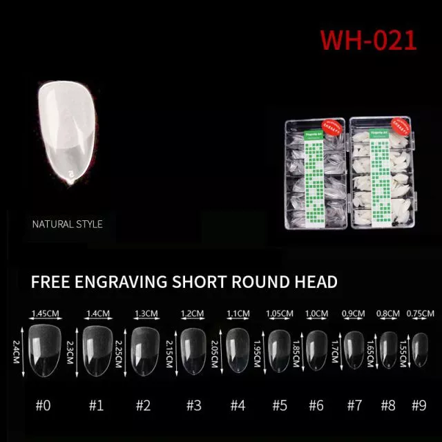 Nail Tip Short Round WH21 Natural 500 pcs