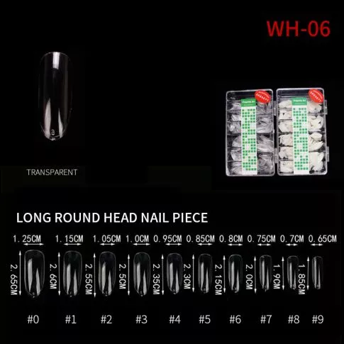 Nail Tip Long Round WH06 Clear 500 pcs