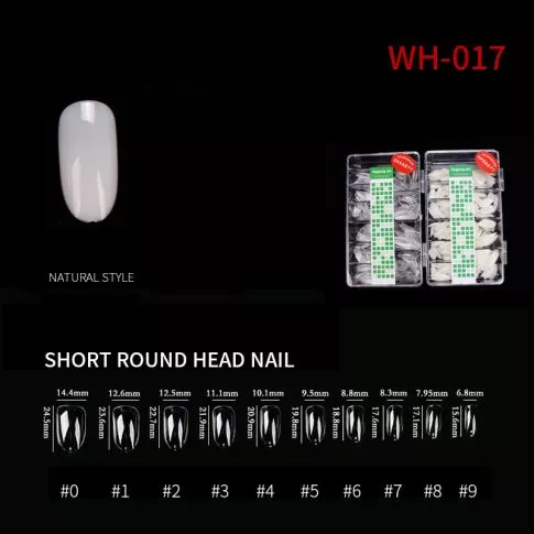 Nail Tip Short Round WH17 Natural 500 pcs